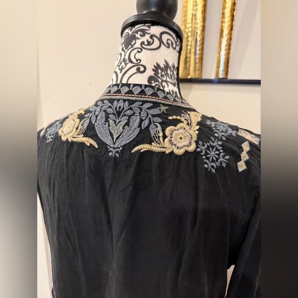 Johnny Was Silk Black Embroidery Tunic - Picture 9 of 11